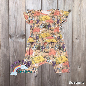 3/4 Camping Dogs Shorts Envelope Romper