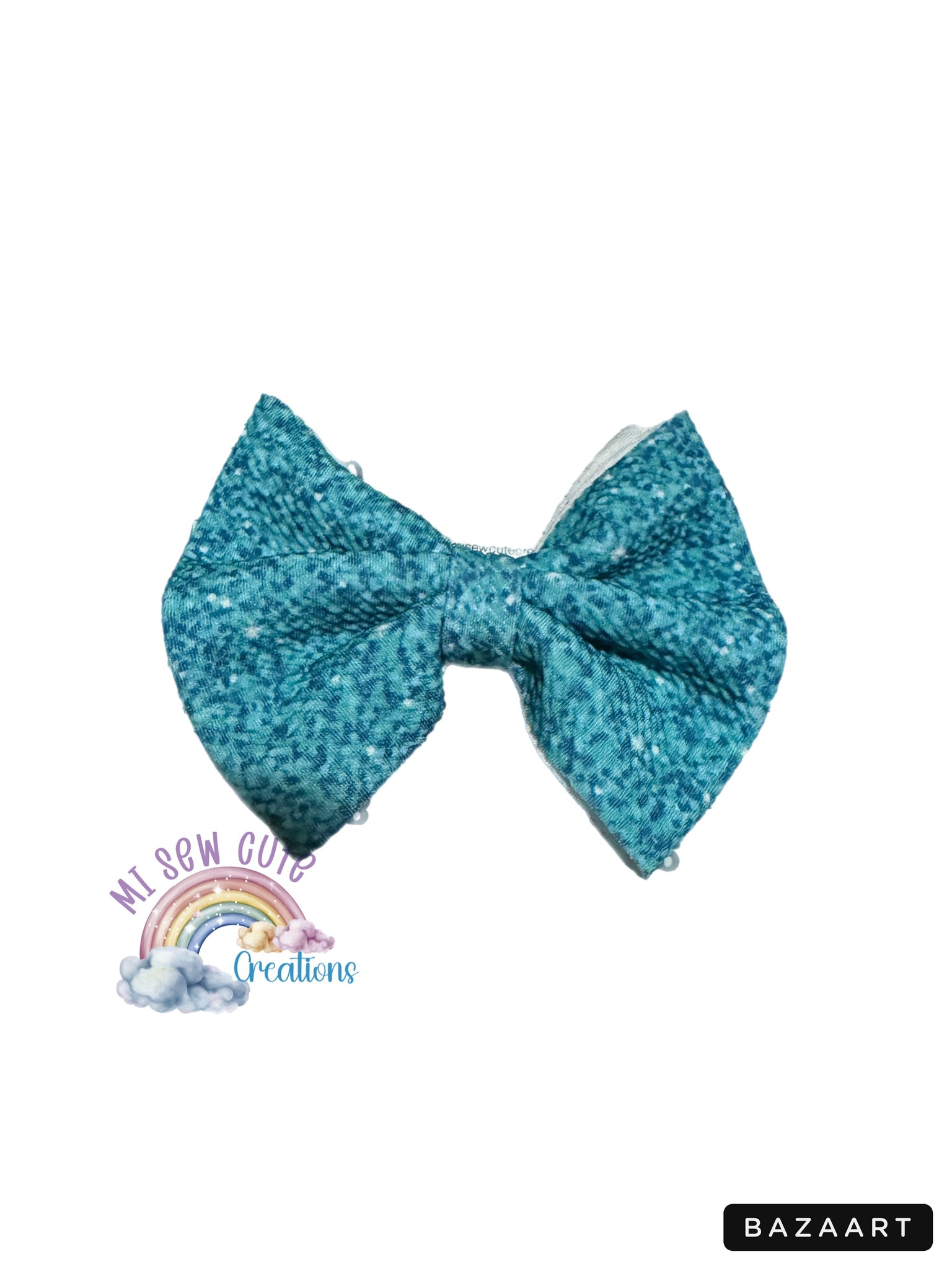 Blue Glitter Hair Bow