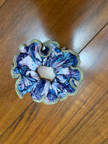 Blue Purple Floral  Scrunchie