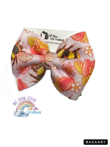 Strawberry Bees Hair Bow