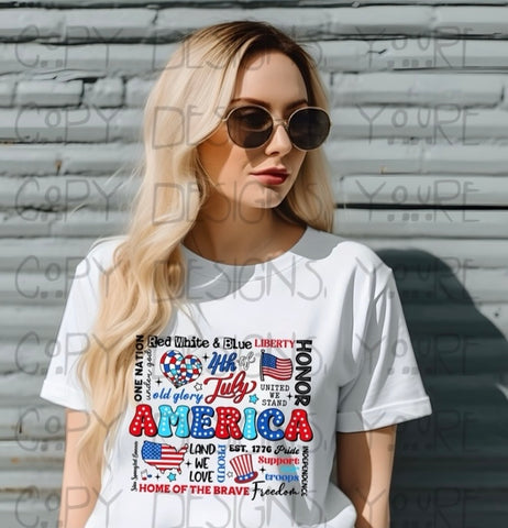 Adult 4th Of July Collage Tee