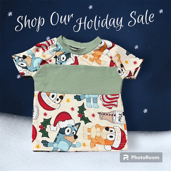 9-12M Blue Dog Christmas Upton Tee