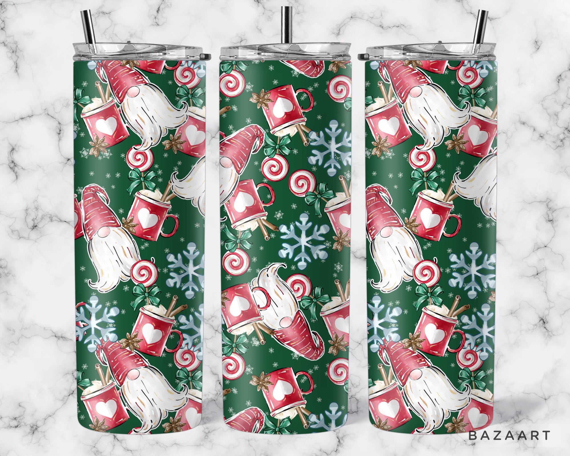 Green Christmas Gnomes Tumbler