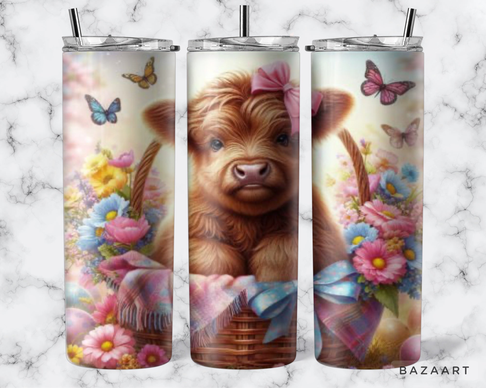 20oz Easter Highland Cow Tumbler