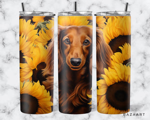 20oz Sunflower Dachshund  Tumbler